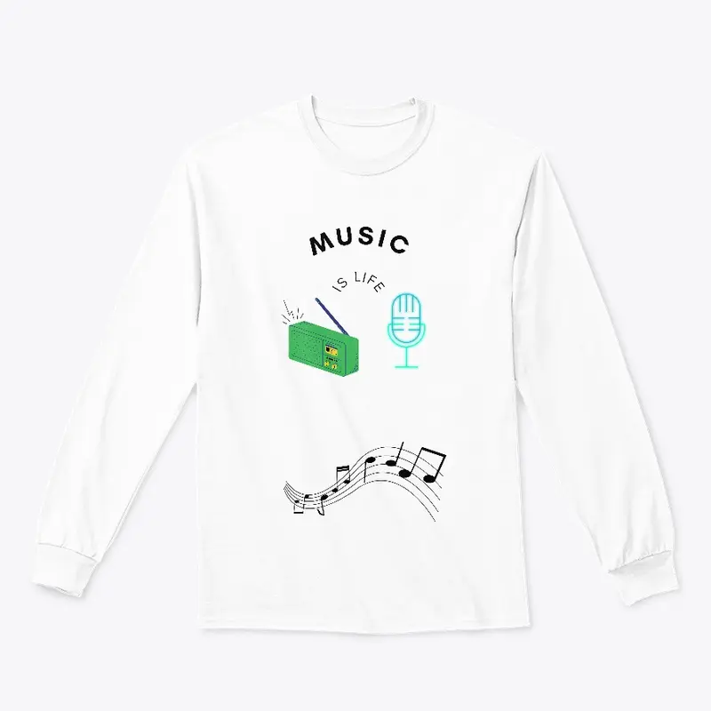 Music is life long sleeve tee